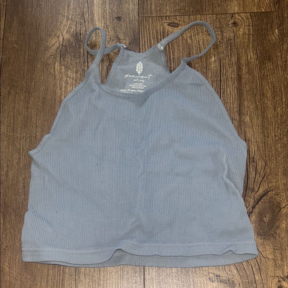 Free People Ribbed Blue Tank Top
